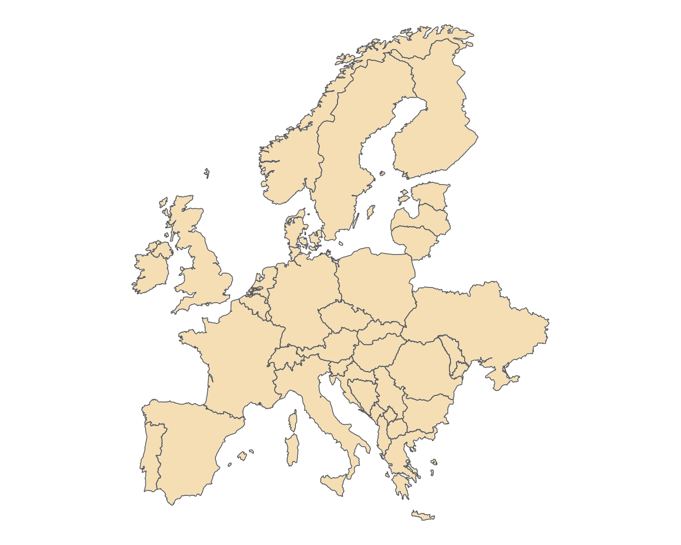 The 41 model regions (PyPSA-Eur onshore clustering). Clusters never cross country borders.